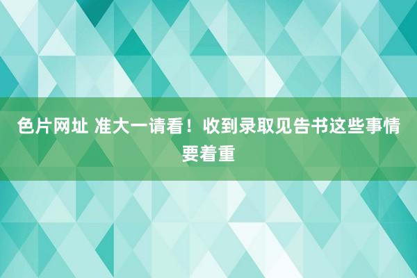 色片网址 准大一请看！收到录取见告书这些事情要着重