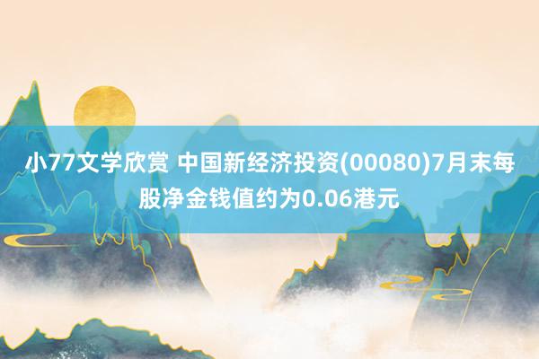 小77文学欣赏 中国新经济投资(00080)7月末每股净金钱值约为0.06港元