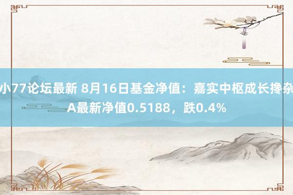 小77论坛最新 8月16日基金净值：嘉实中枢成长搀杂A最新净值0.5188，跌0.4%