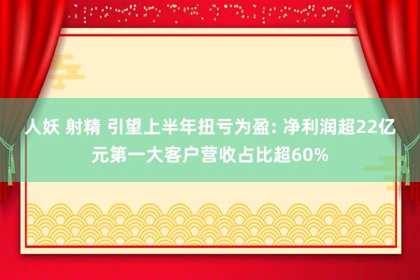 人妖 射精 引望上半年扭亏为盈: 净利润超22亿元第一大客户营收占比超60%